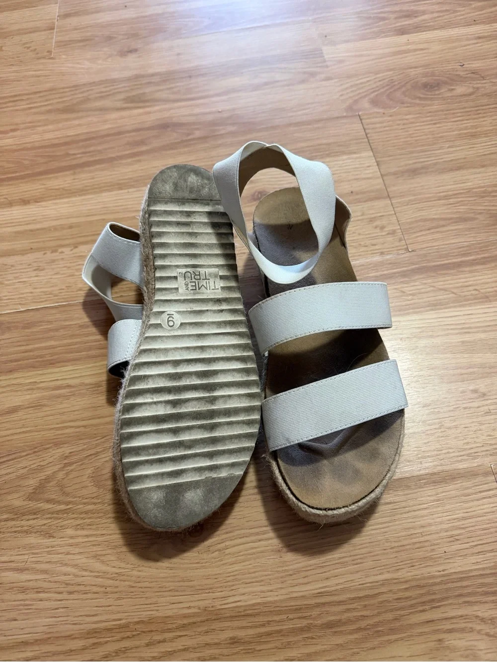 Time and Tru white Espadrille Wedge Sandals